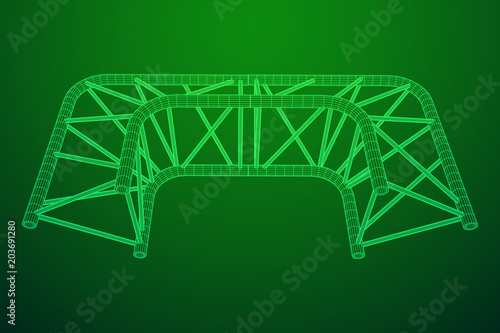 Truss girder element. Wireframe low poly mesh vector illustration.