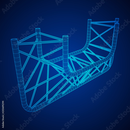 Truss girder element. Wireframe low poly mesh vector illustration.