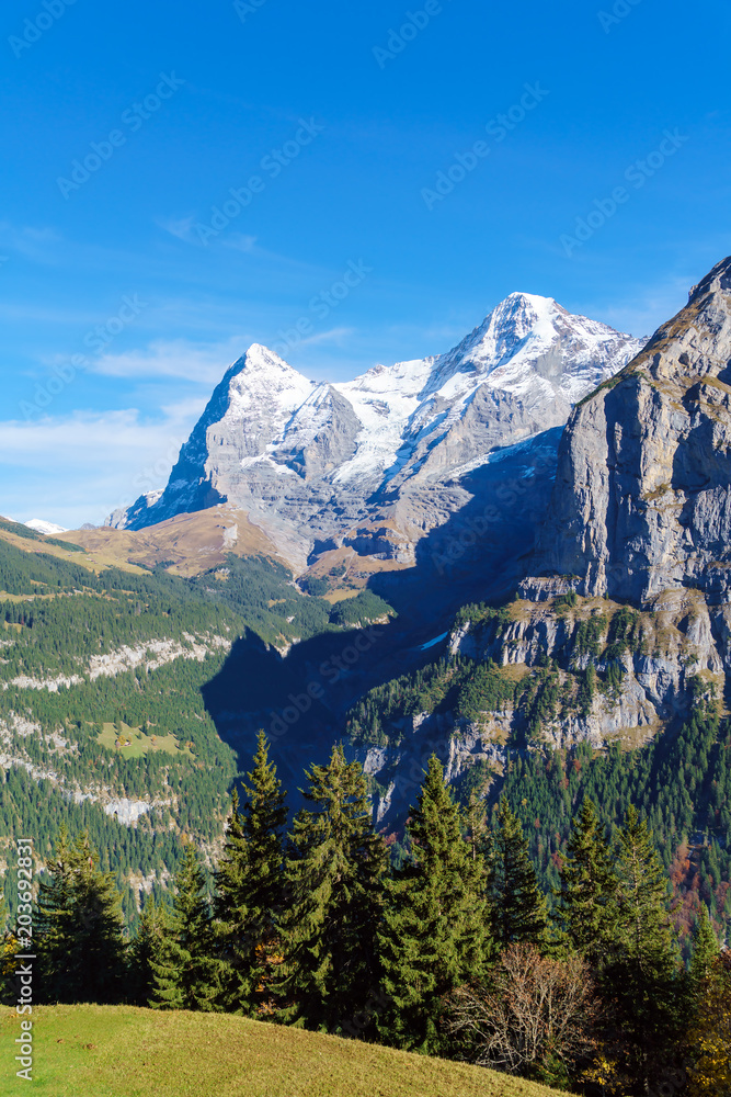 Eiger, Monk and Jungfrau mountains, Bernese Highlands, Switzerland