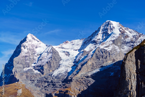 Eiger, Monk and Jungfrau mountains, Bernese Highlands, Switzerland