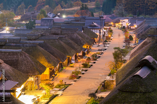 Ouchujuku Village sunset Fukushima Japan photo