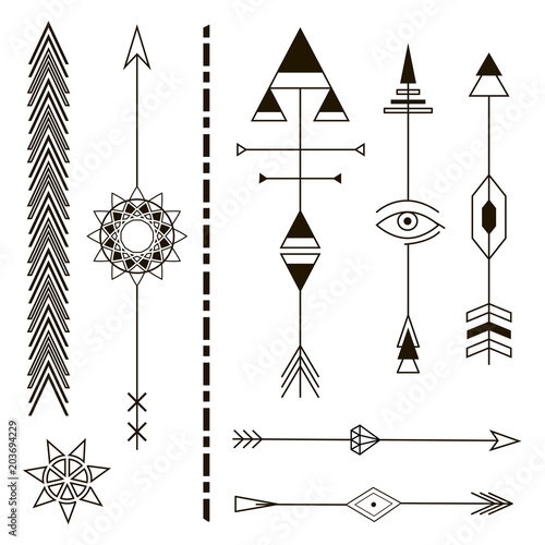 Decorative Arrows. Geometric Design Elements.