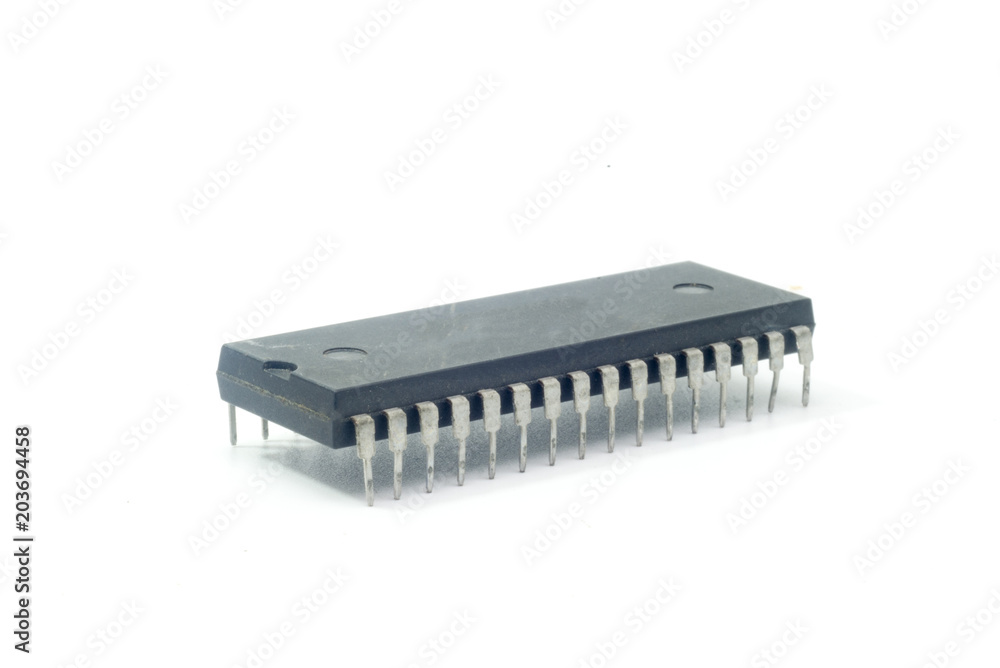 Microchip isolated on white background Microchip isolated on white background
