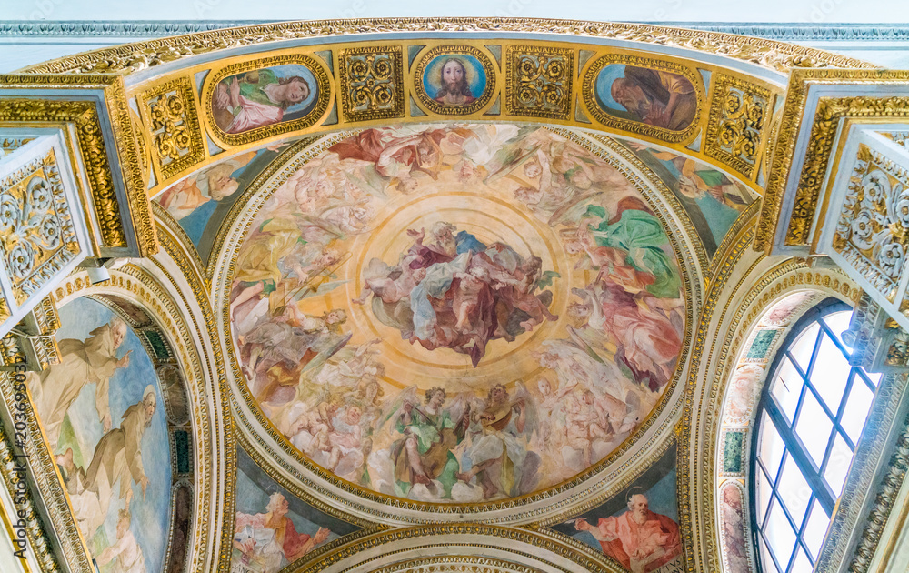Side nave chapel in the Basilica of Santa Maria in Trastevere in Rome, Italy.