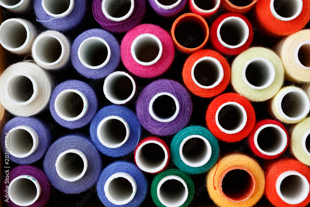 Colored coil thread, top view Colored coil thread, top view