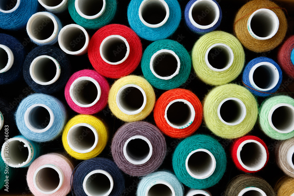 Colored coil thread, top view Colored coil thread, top view