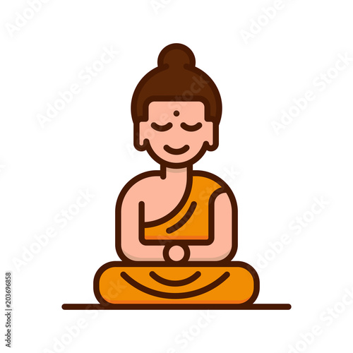 Buddha icon. Buddhism religion symbol