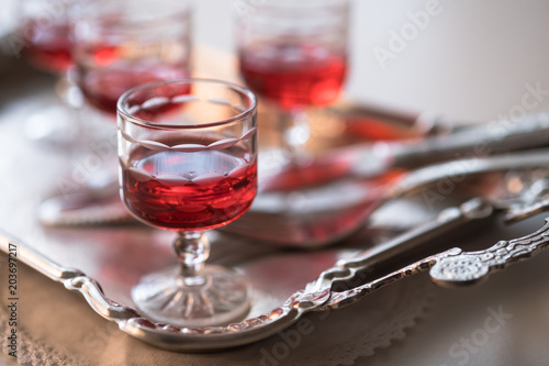 vintage aperitif in beautiful glasses
