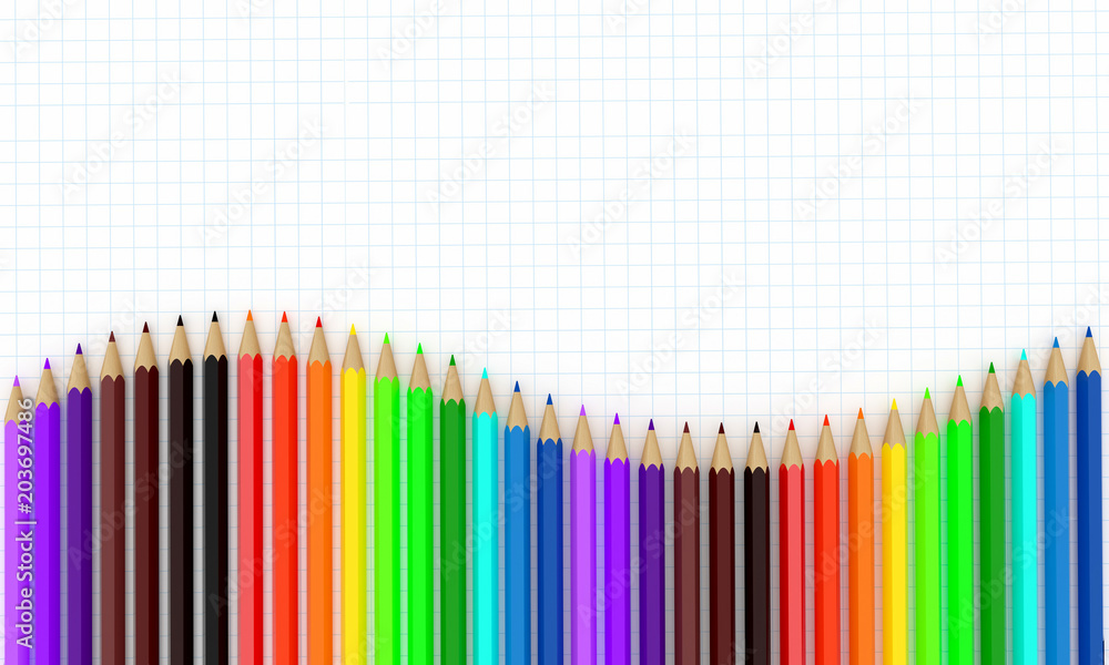 3d rendering of colored pencils on a circle on a white background isolated 3d rendering of colored pencils on a circle on a white background isolated