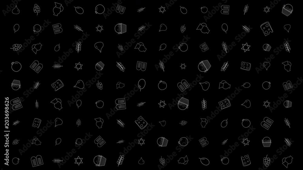 Shavuot holiday flat design animation background with traditional outline icon symbols Shavuot holiday flat design animation background with traditional outline icon symbols