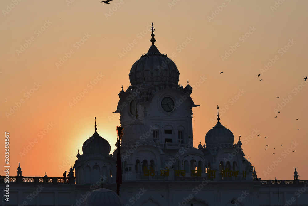 golden temple at sunset