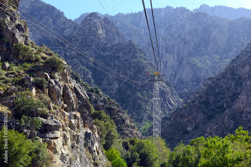 Tramway structure in Palm Springs under Mount San Jacinto which is an engineering marvel, and carries passengers from the desert into the mountains, California