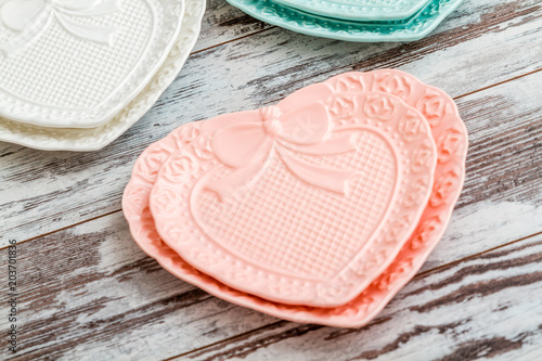 Colorful Porcelain Plates with Heart Shape