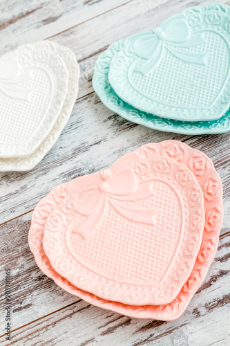 Colorful Porcelain Plates with Heart Shape