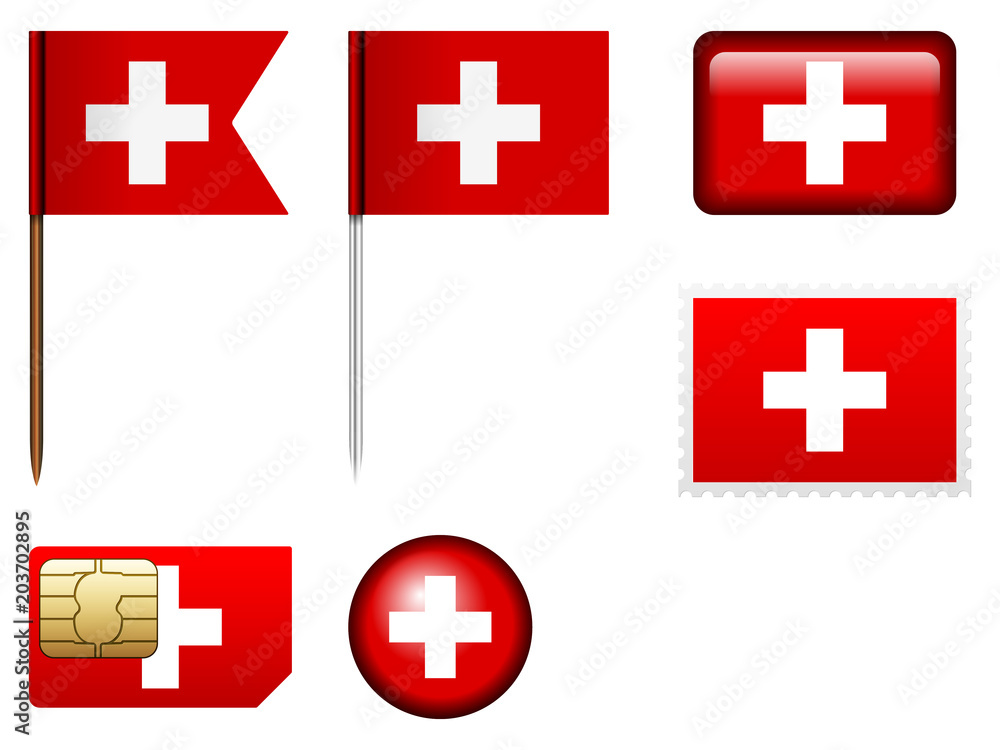 Fototapeta premium Switzerland flag set