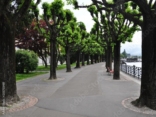 Footpath at the side of River in Lugano, Switzerland