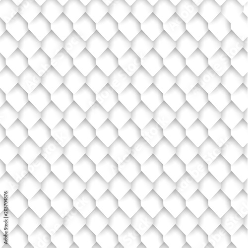 White roofing texture with rhombic 3d pattern - vector eps10 seamless illustration