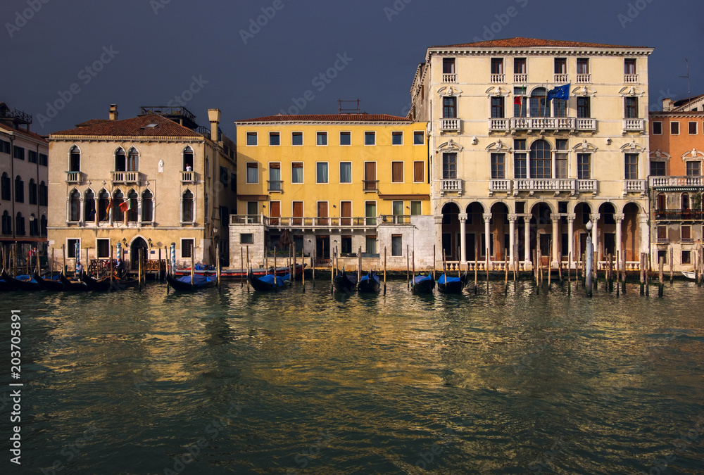 Journey through the Grand Canal. The streets of Venice. Italy.