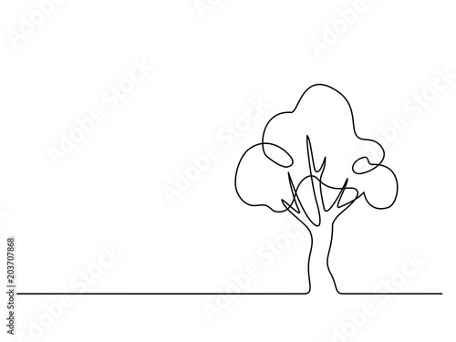 Fototapeta Ciągłe rysowanie linii. Logo drzewa. Ilustracji wektorowych. Koncepcja logo, karty, ulotki plakat transparent