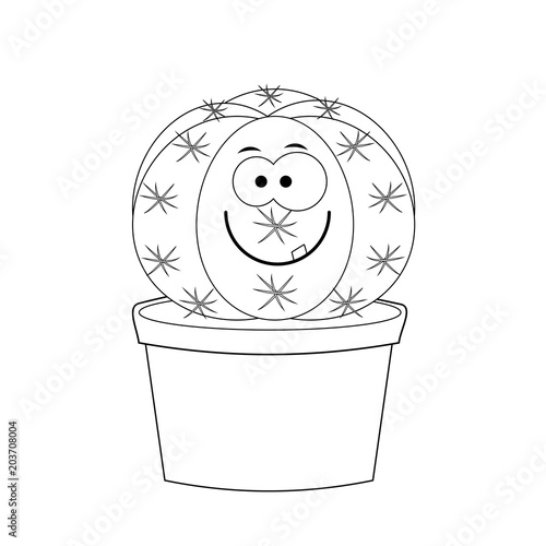 Colorless  cartoon cactus vector illustration isolated on white 
