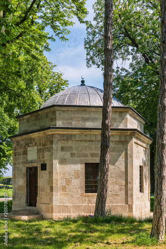 Belgrade, Serbia April 24, 2018: Damat Ali-Pasa's Turbeh. This is an Ottoman mausoleum erected in 1784 in Belgrade, Serbia. The building is situated in the Upper Town of the Belgrade Fortress.