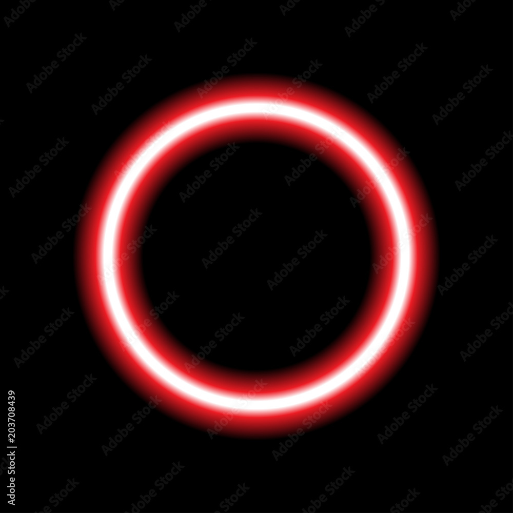 red neon circle set isolated on black Stock Vector | Adobe Stock