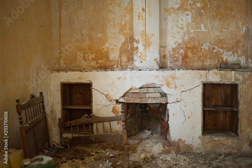 Lefkara, Cyprus: 04.28.2015  Indoor of the old ruined house © Oksana