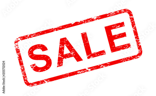 Sale stamp icon, red isolated on white background, vector illustration.