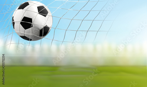 soccer ball in soccer net 3D illustration soccer goal © wetzkaz