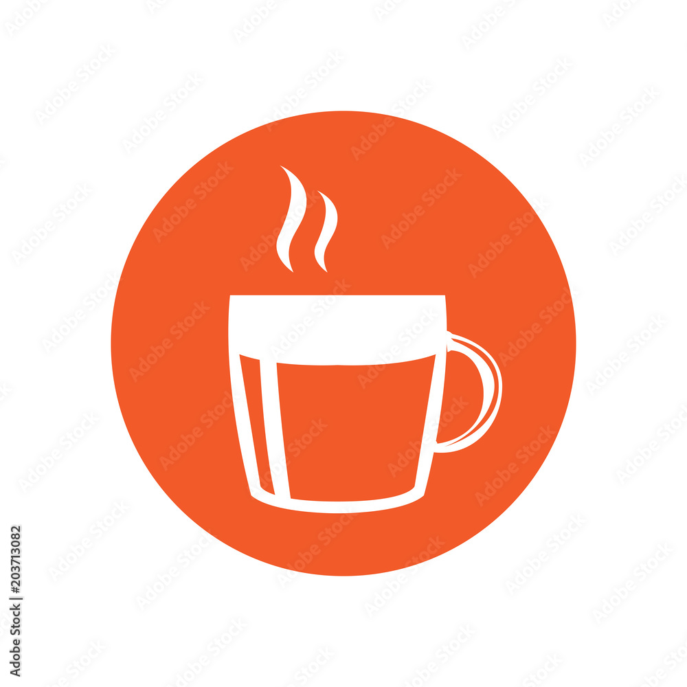 Coffee mug icon on a label Coffee mug icon on a label