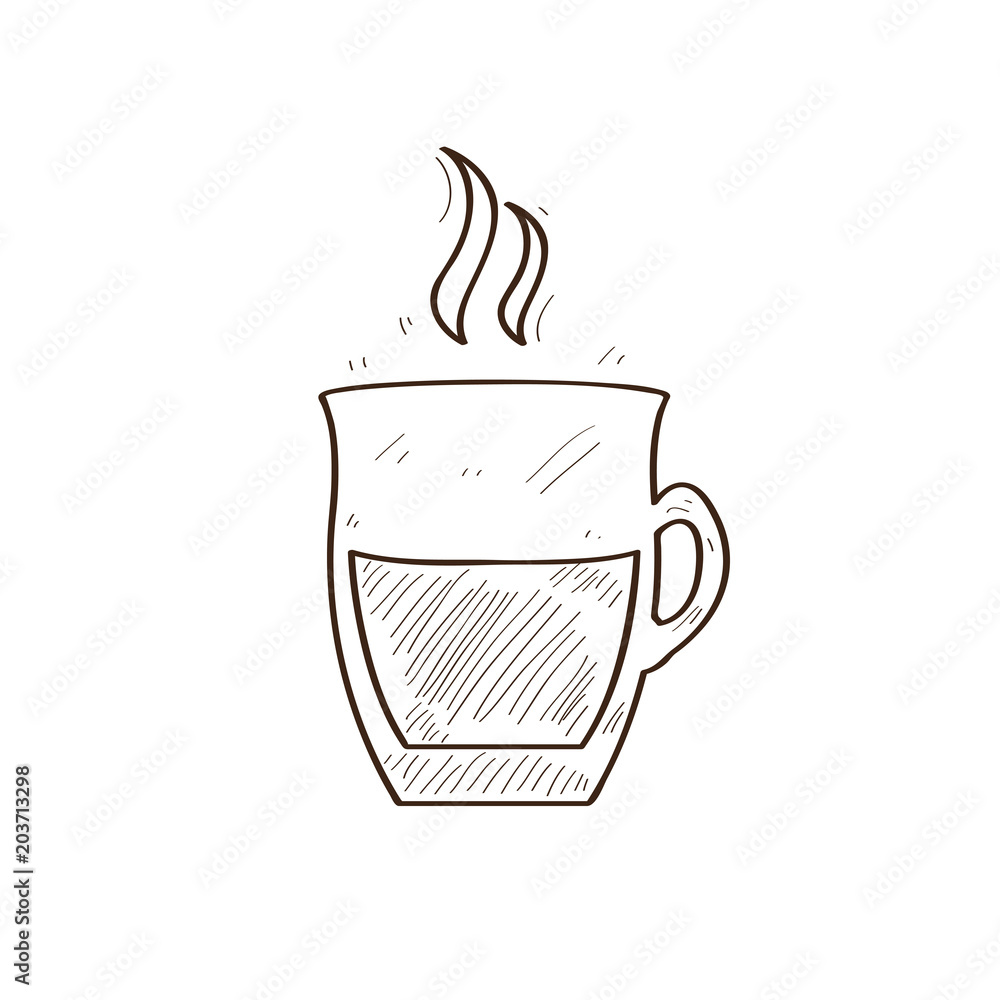 Isolated retro coffee mug sketch Isolated retro coffee mug sketch