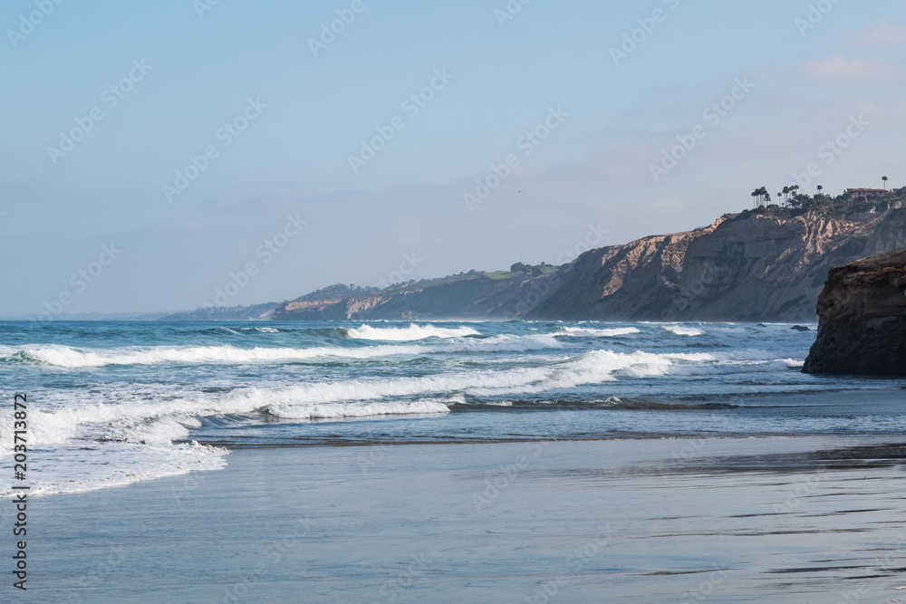 Cliffs along the coast of the city of La Jolla in San Diego, California.  