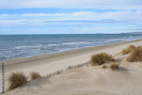 Magnifique Plage de sable fin du petit travers à Carnon, Hérault, France 