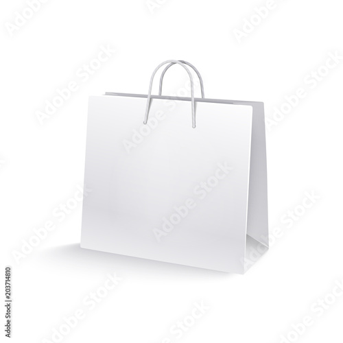 Paper bag, mocap. Shopping bag Isolated on white background. Realistic vector illustration. 3D