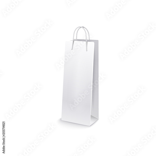 Paper bag, mocap. Shopping bag Isolated on white background. Realistic vector illustration. 3D