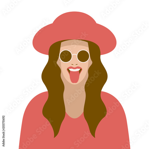 sexy beautiful woman in   red hat vector illustration flat