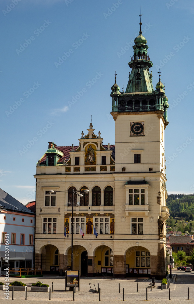 Obraz premium City hall in Nachod city in Czech Republic