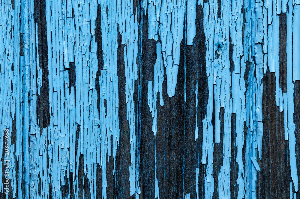 Texture Of Old Wooden Planks With Peeling Blue Paint. Old House Facade. Texture Of Old Wooden Planks With Peeling Blue Paint. Old House Facade.