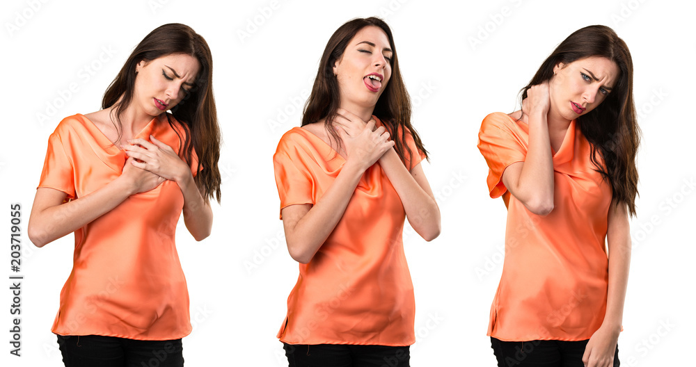 Set of Beautiful young girl with pain Set of Beautiful young girl with pain