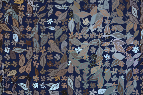 Decorative hand drawn leaves & flowers illustrations. Decoration, color, surface & nature.