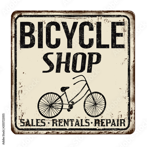 Bicycle shop vintage rusty metal sign