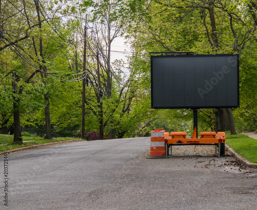 Road information sign on trailer