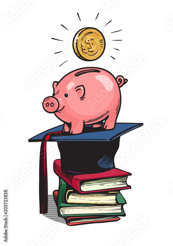 Piggy bank with Graduation hat