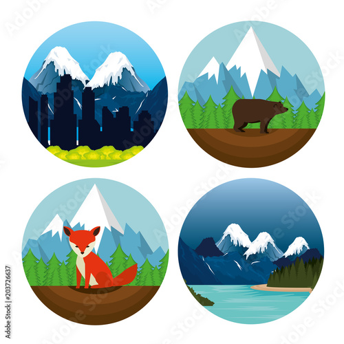 canadian landscape scene icon vector illustration design