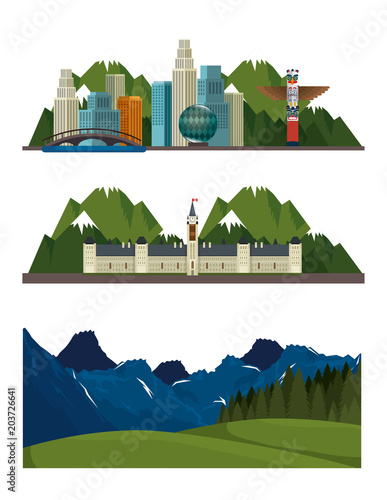 canadian landscape scene icon vector illustration design
