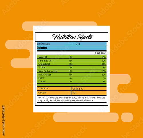 paper with nutrition facts vector illustration design