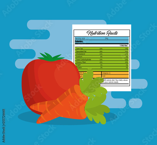vegetables group with nutrition facts vector illustration design