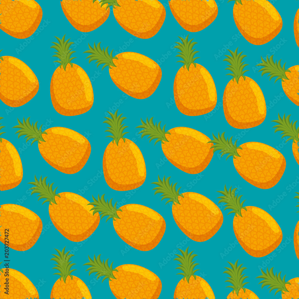 Fototapeta premium fresh pineapples pattern background vector illustration design