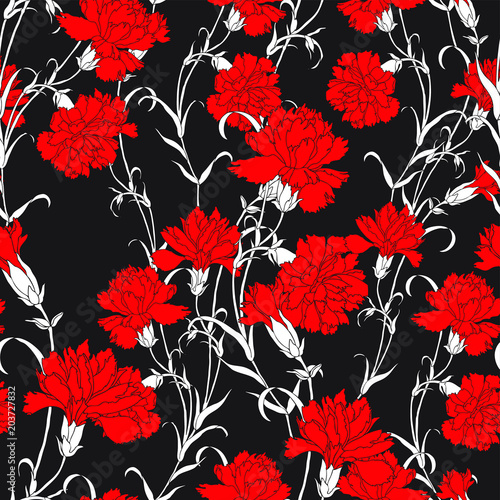 Elegance Seamless pattern with flowers carnations
