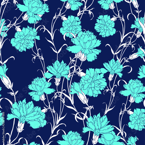 Elegance Seamless pattern with flowers carnations